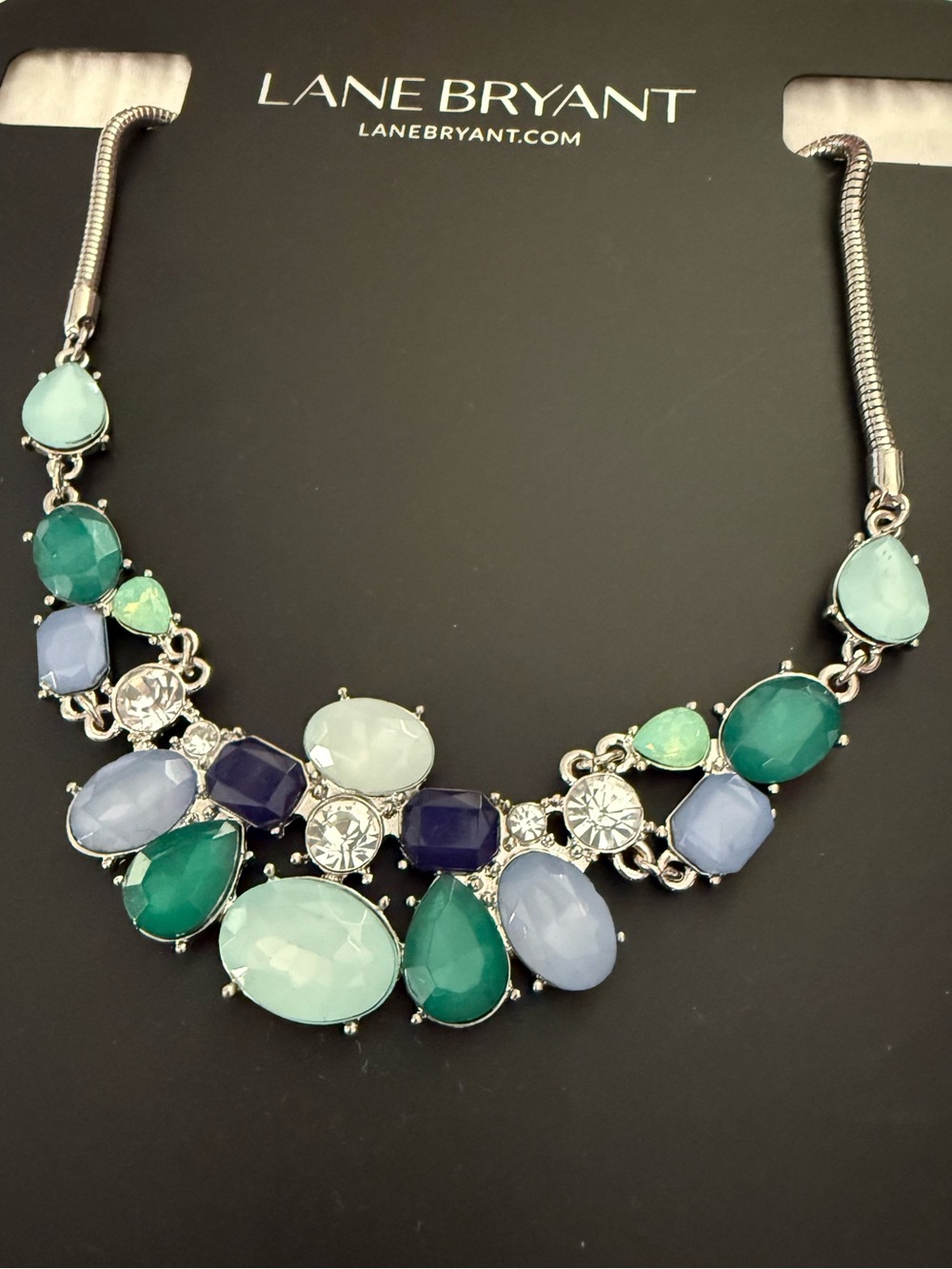 LB Necklace Greens Blues & Navy Crystals Stones